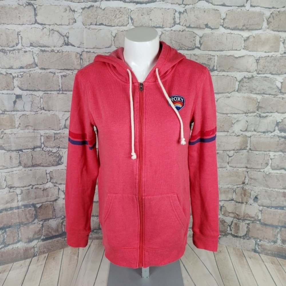 Roxy Hoodie Zipper Front Pink Size Medium Logo